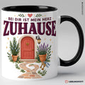 Keramiktasse Schwarz mit Spruch Bei dir ist mein Herz Zuhause