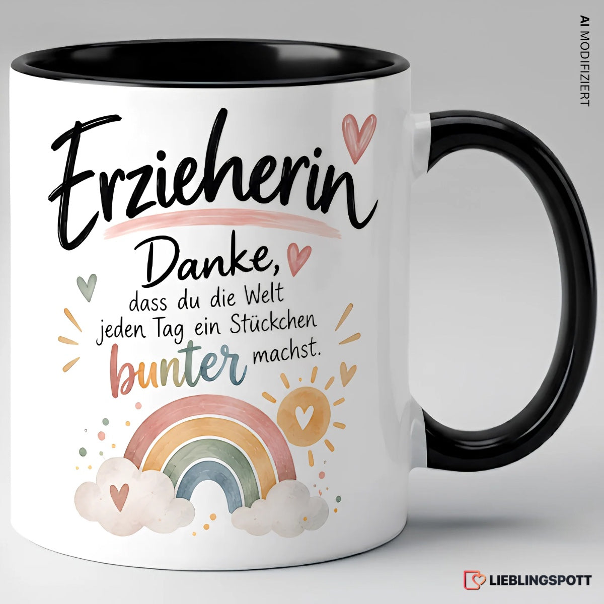 Erzieherin Danke Tasse Schwarz – die Welt jeden Tag ein Stückchen bunter