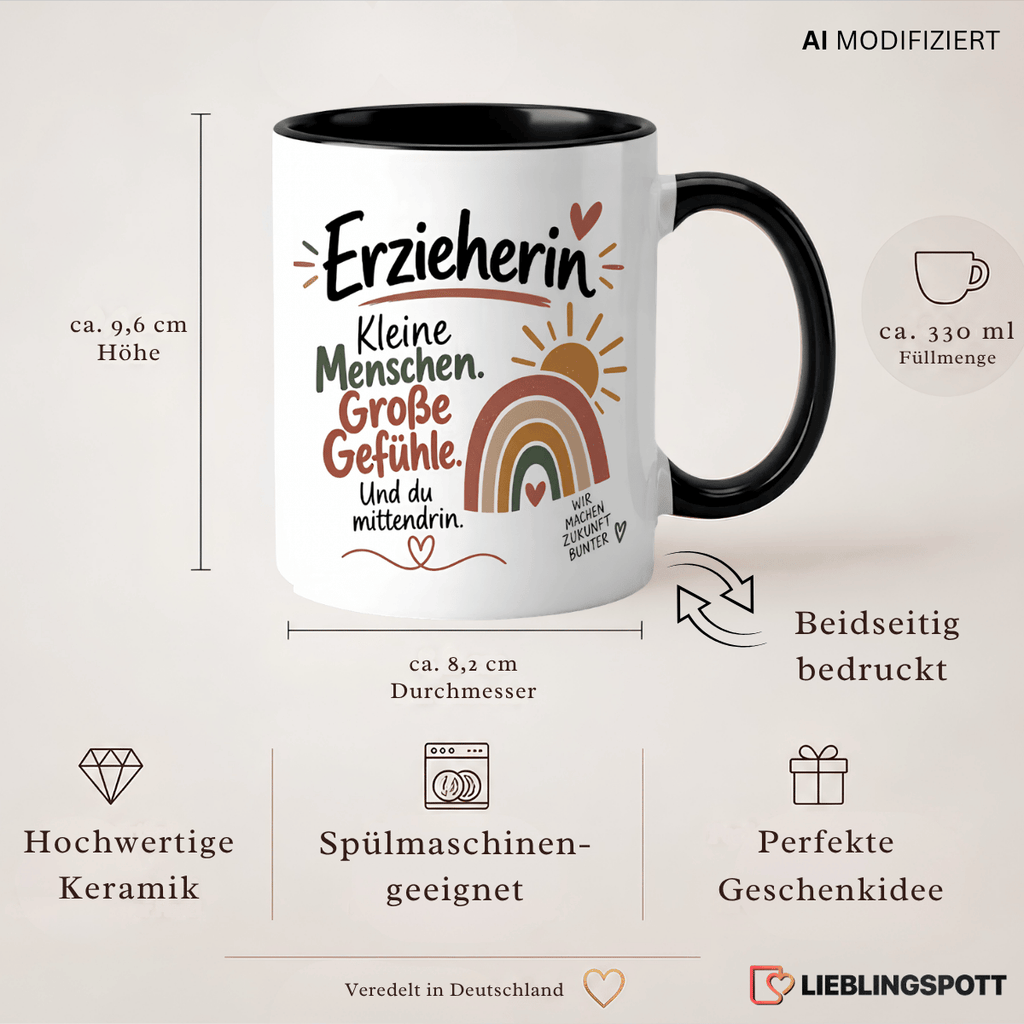 Erzieherin Tasse Produktdetails – 330 ml, Keramik, beidseitig bedruckt