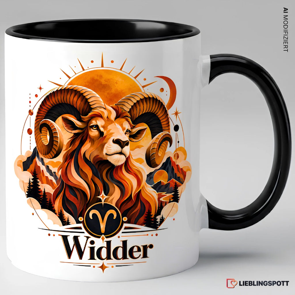 Widder Sternzeichen Tasse Schwarz – Keramik 330 ml