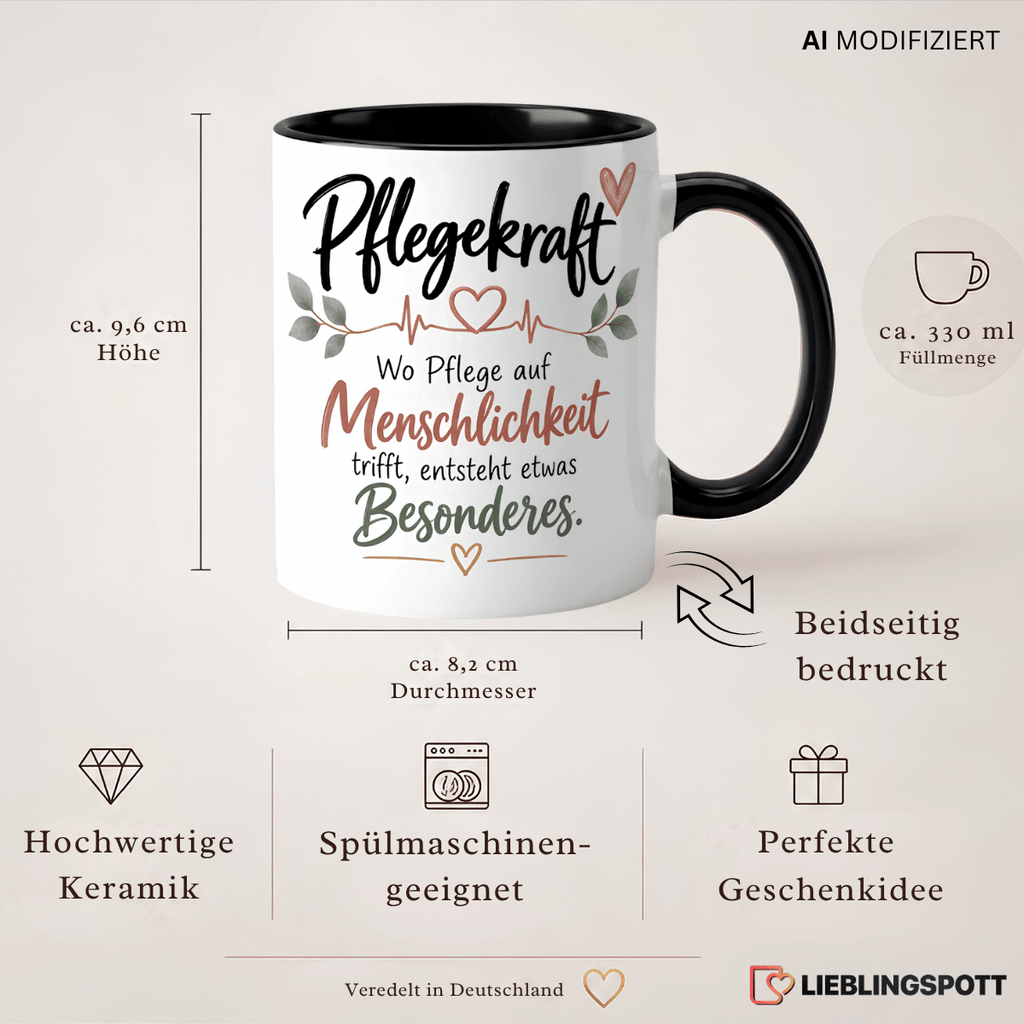Pflegekraft Tasse Maße 330 ml und Produkteigenschaften