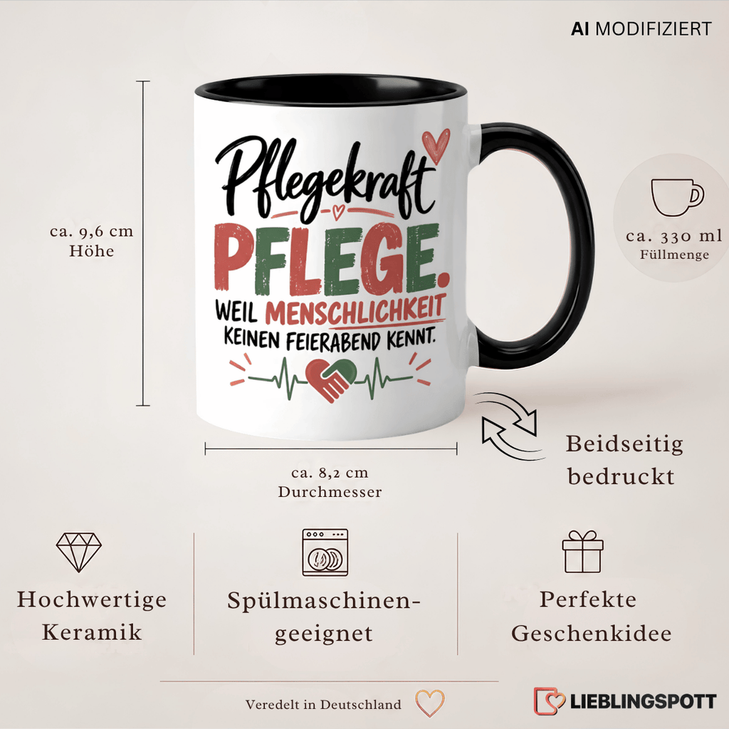 Produktinformationen Pflegekraft Tasse – 330 ml, Maße und Eigenschaften
