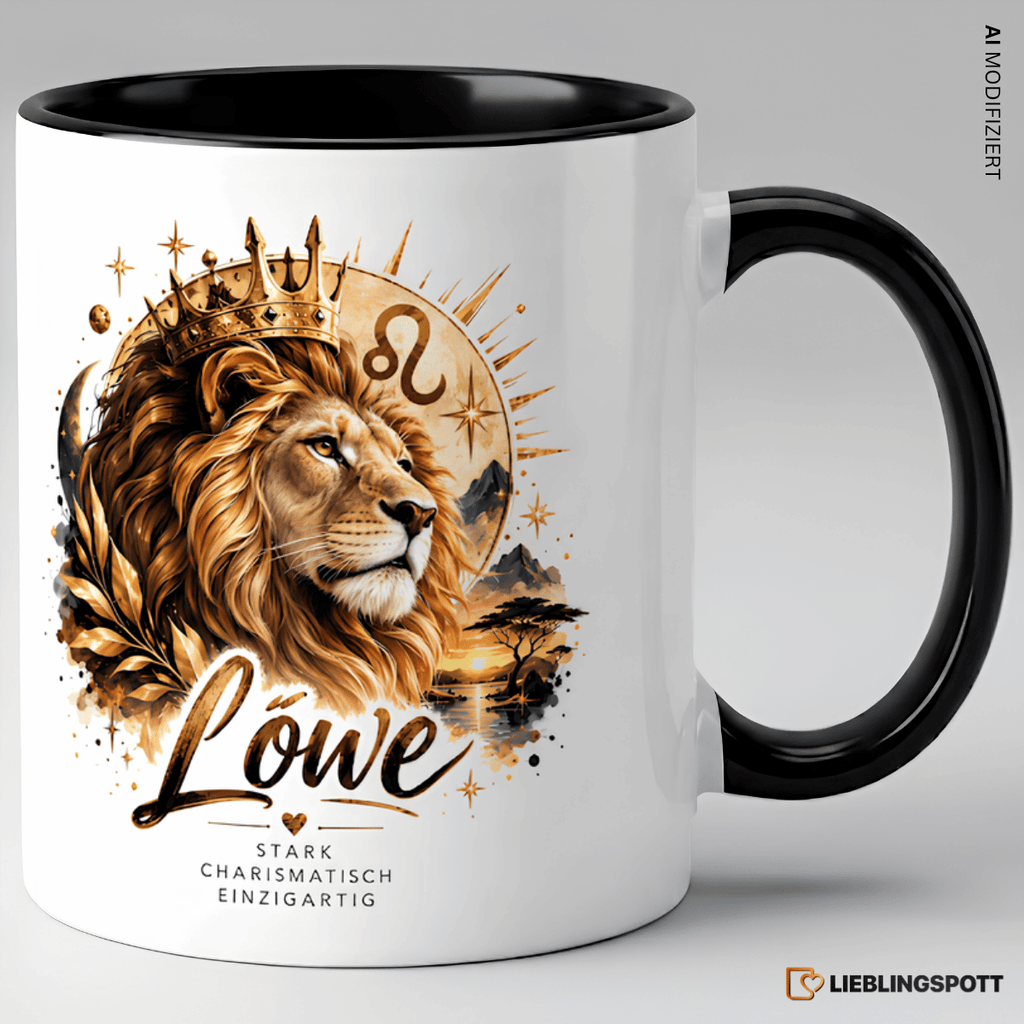 Löwe Sternzeichen Tasse Schwarz – stark charismatisch einzigartig
