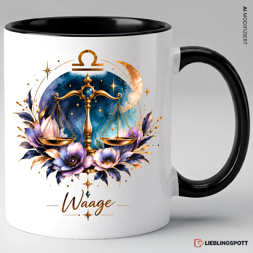 Waage Sternzeichen Tasse Schwarz