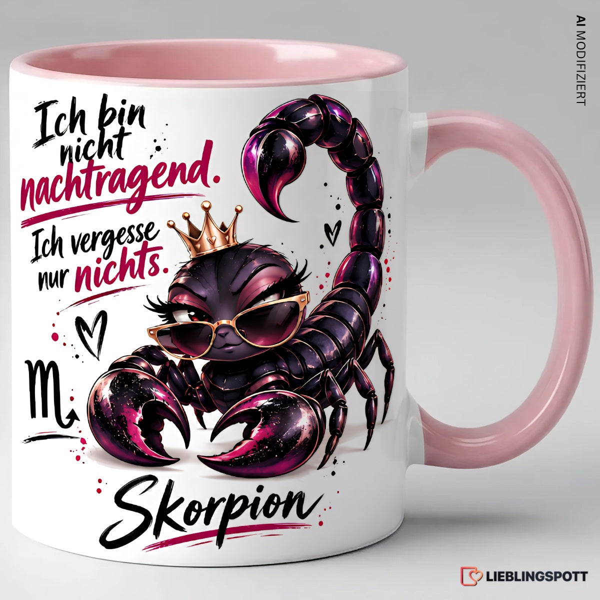 Skorpion Sternzeichen Tasse Rosa mit Spruch