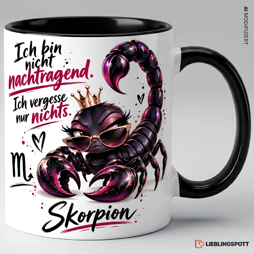 Skorpion Sternzeichen Tasse Schwarz mit Spruch
