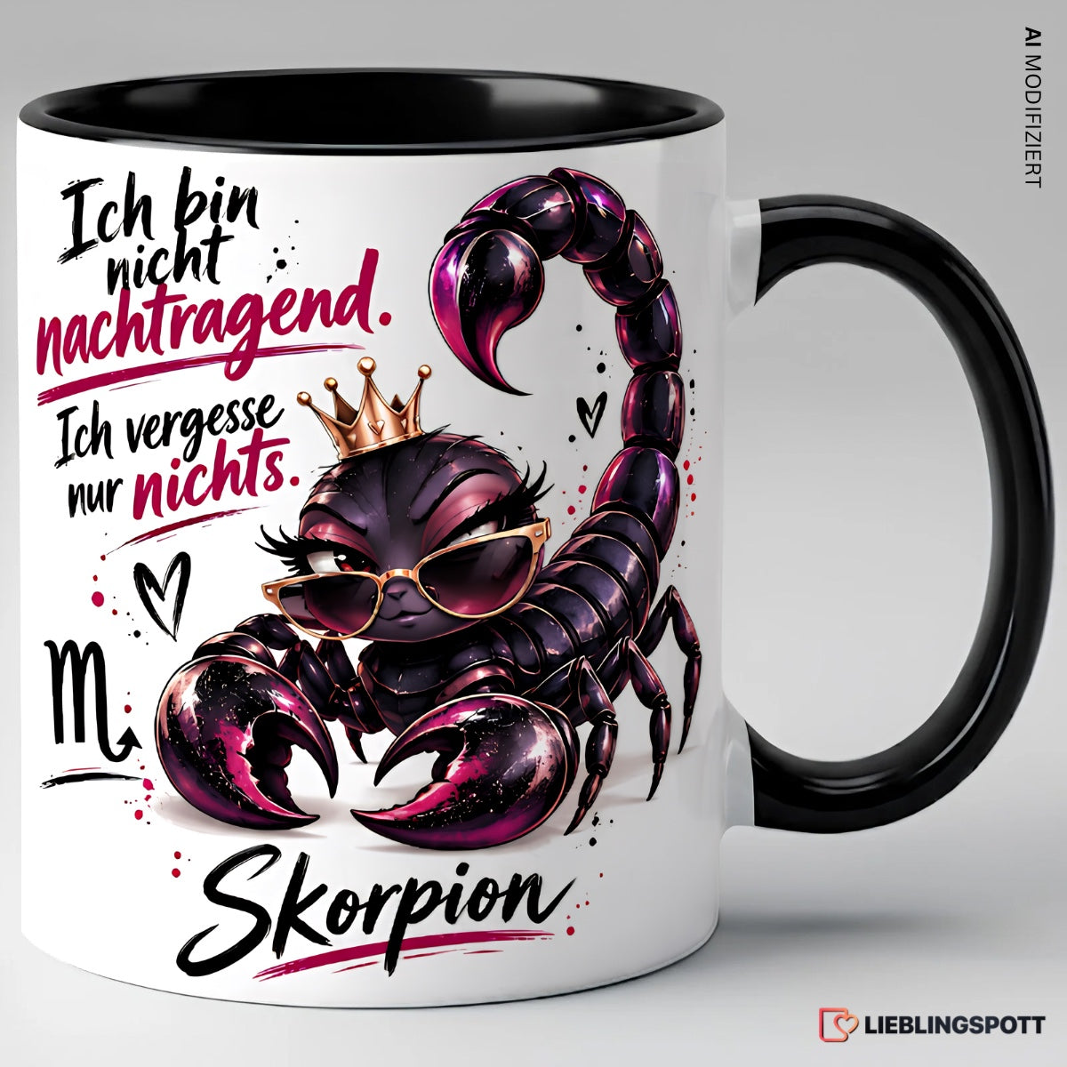 Skorpion Sternzeichen Tasse Schwarz mit Spruch