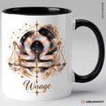 Waage Sternzeichen Tasse Schwarz mit opalisierendem Waage-Symbol