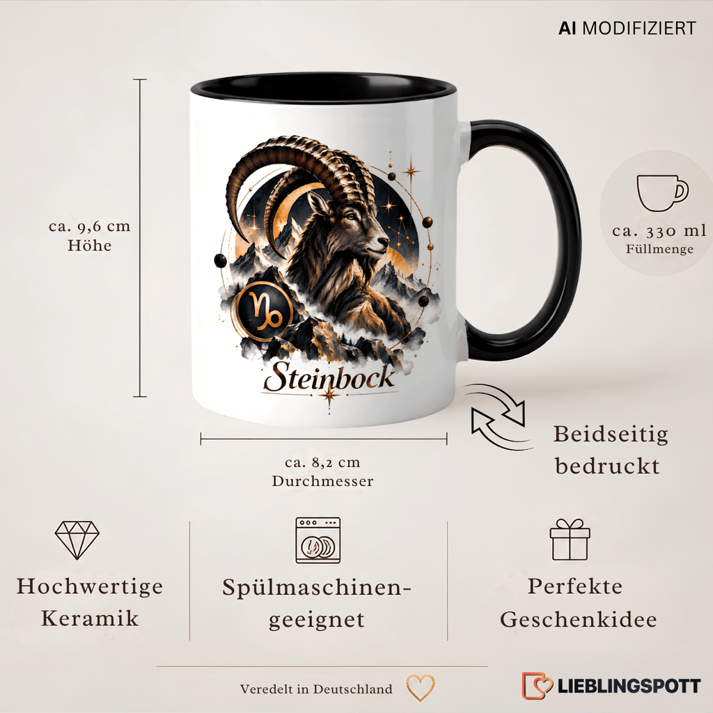 Steinbock Sternzeichen Tasse Produktinformationen Maße 330 ml