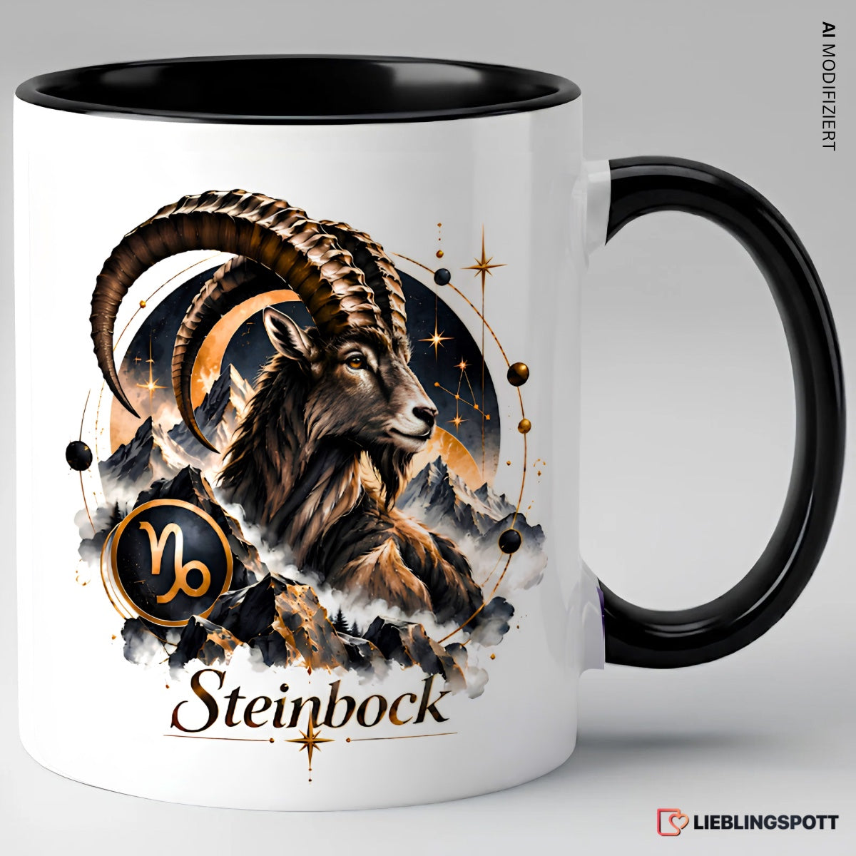 Steinbock Sternzeichen Tasse Schwarz