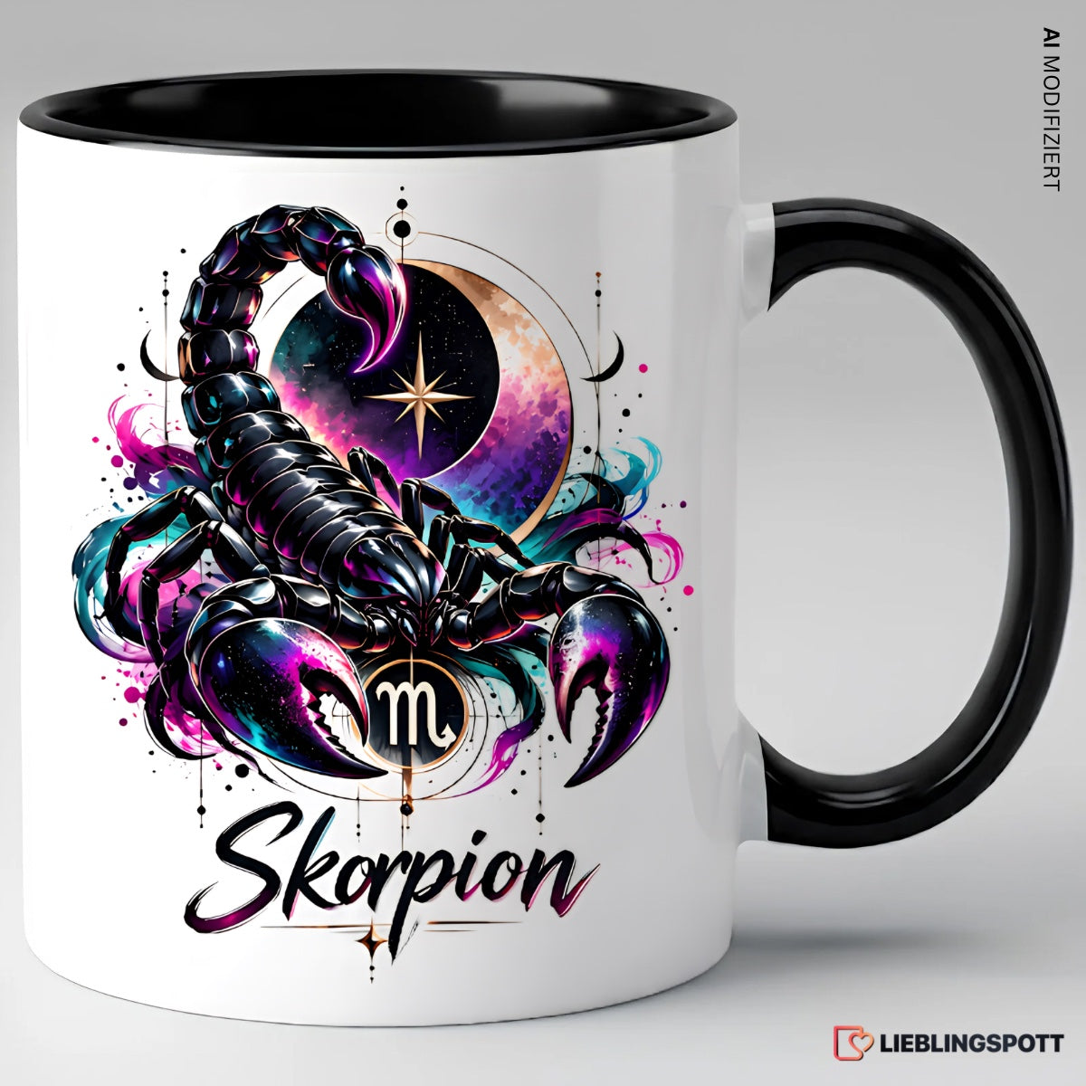 Skorpion Sternzeichen Tasse Schwarz – Keramik 330 ml
