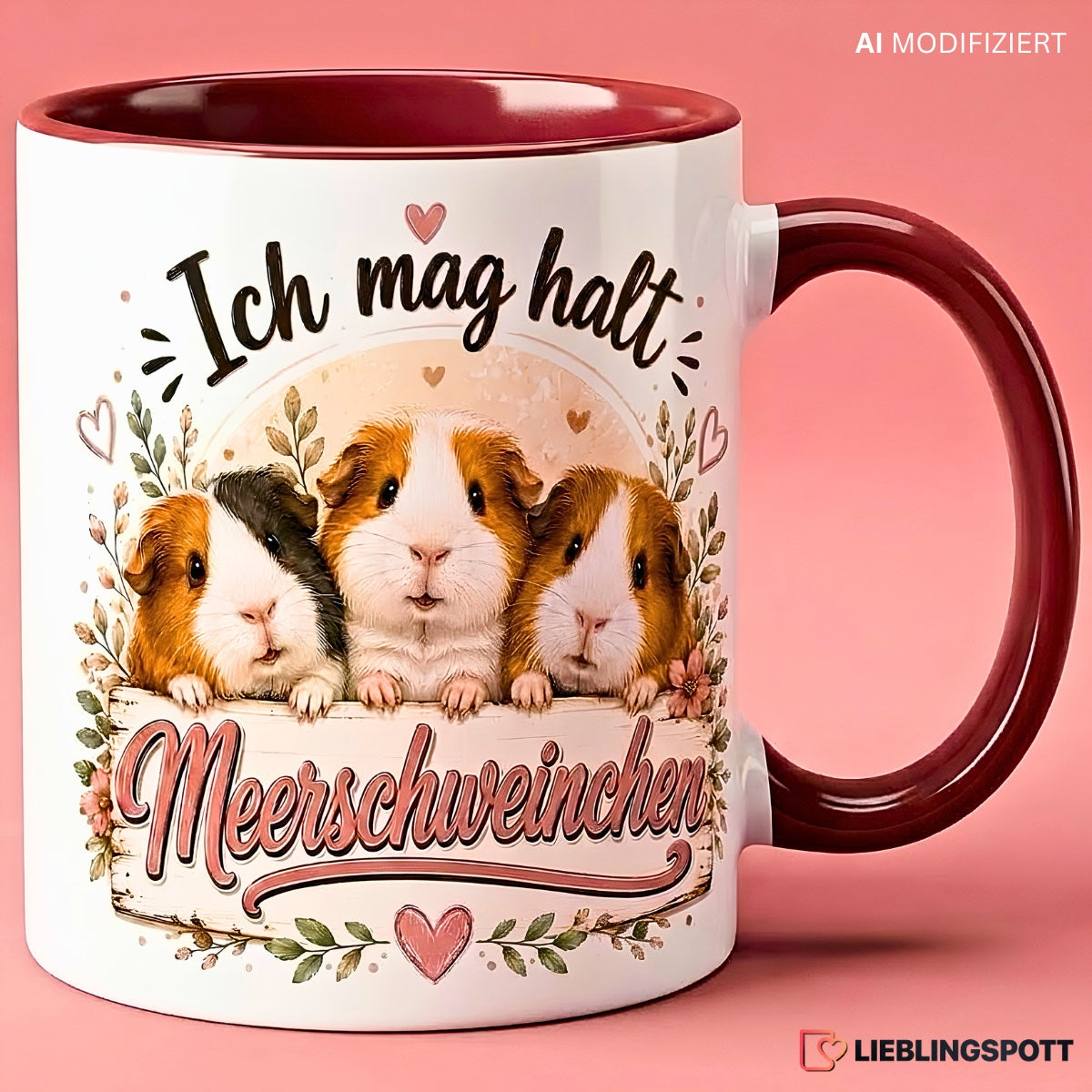 Meerschweinchen Tasse Maroon – Ich mag halt Meerschweinchen