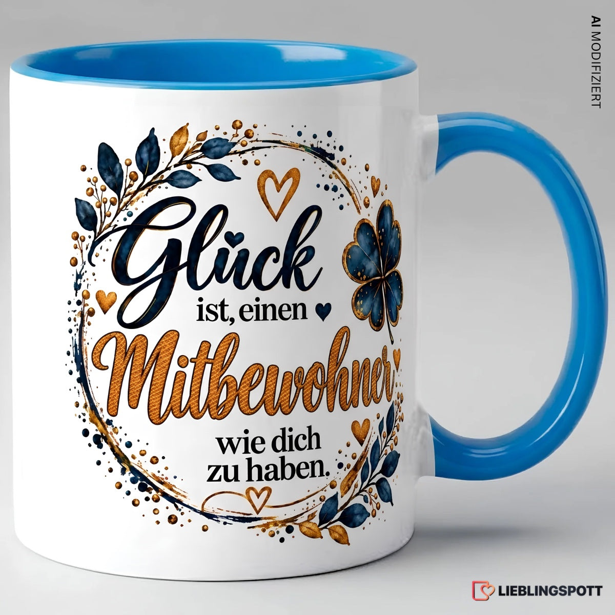 Mitbewohner Tasse mit Spruch – Blau