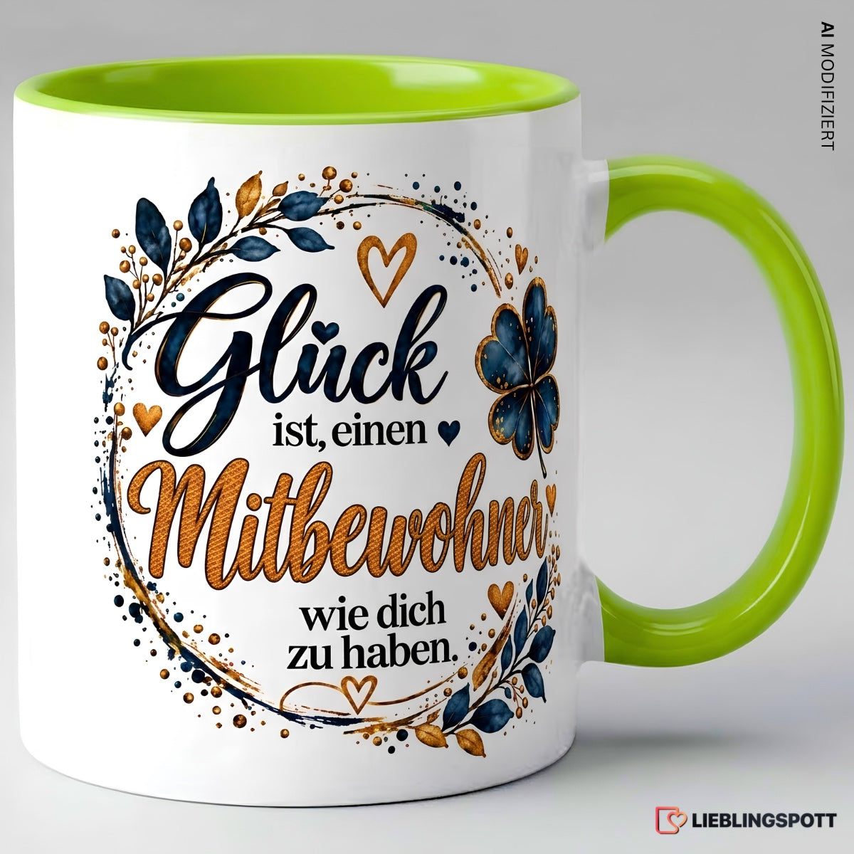 Mitbewohner Tasse mit Spruch – Grün