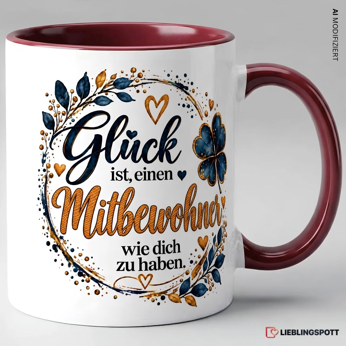 Mitbewohner Tasse mit Spruch – Maroon