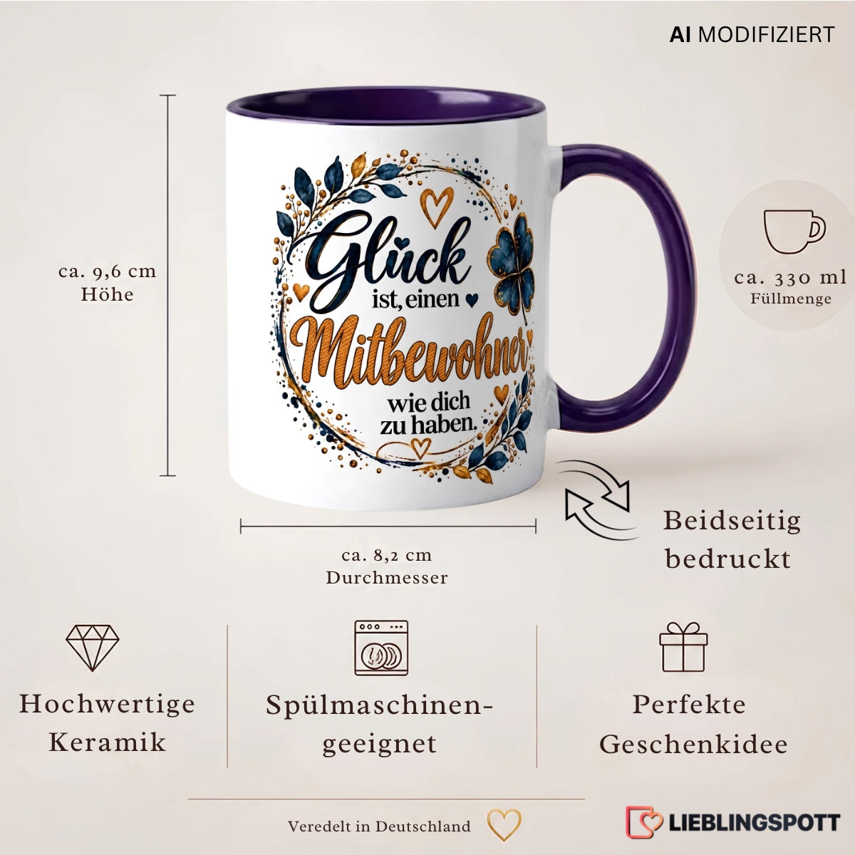 Mitbewohner Tasse – Maße 330 ml und Produkteigenschaften