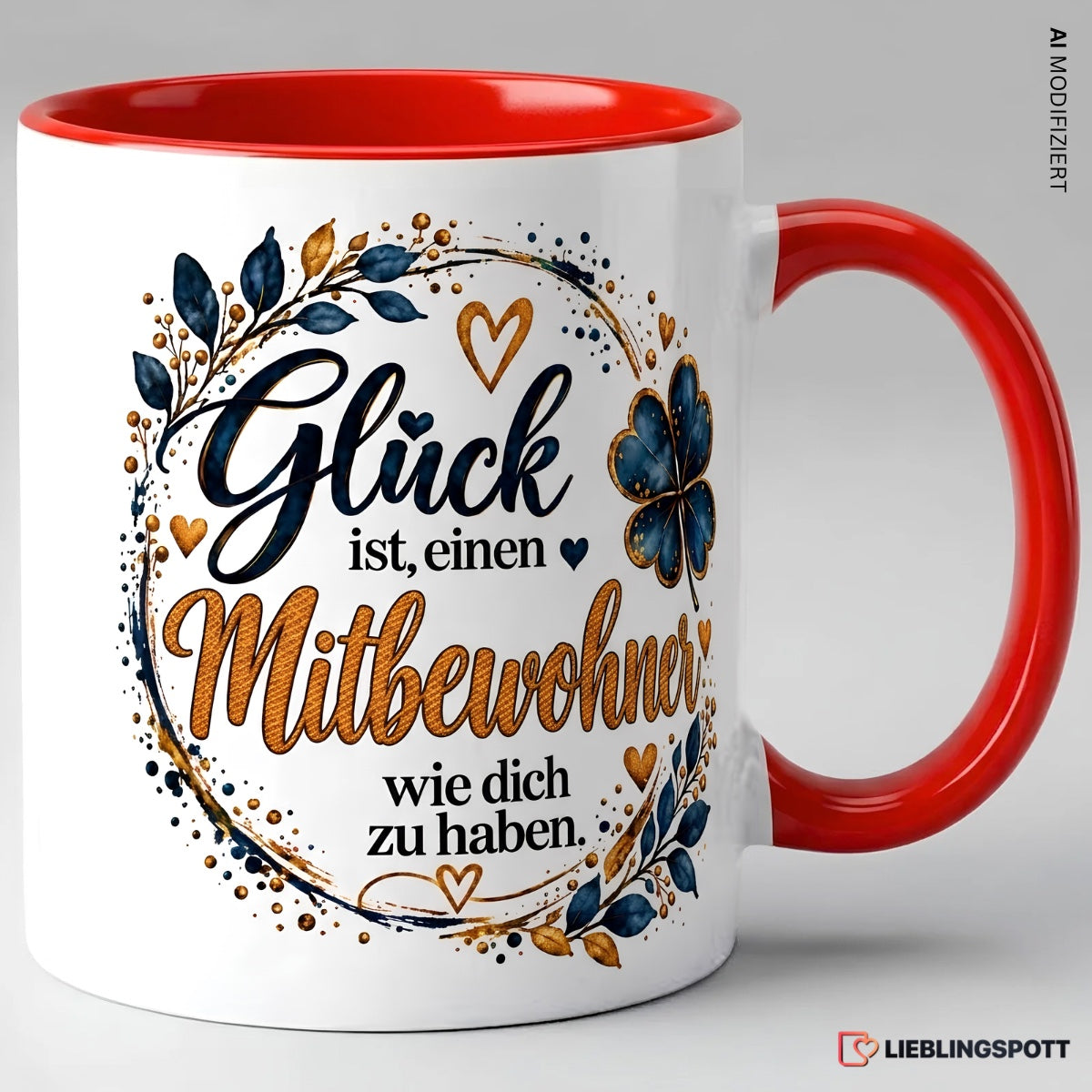 Mitbewohner Tasse mit Spruch – Rot