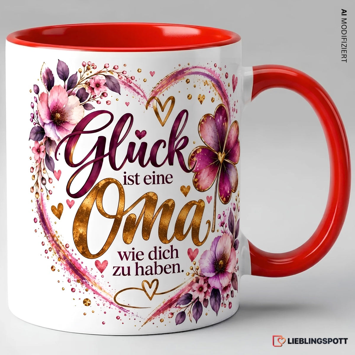 Oma Tasse mit Spruch Glück ist eine Oma wie dich zu haben - Rot
