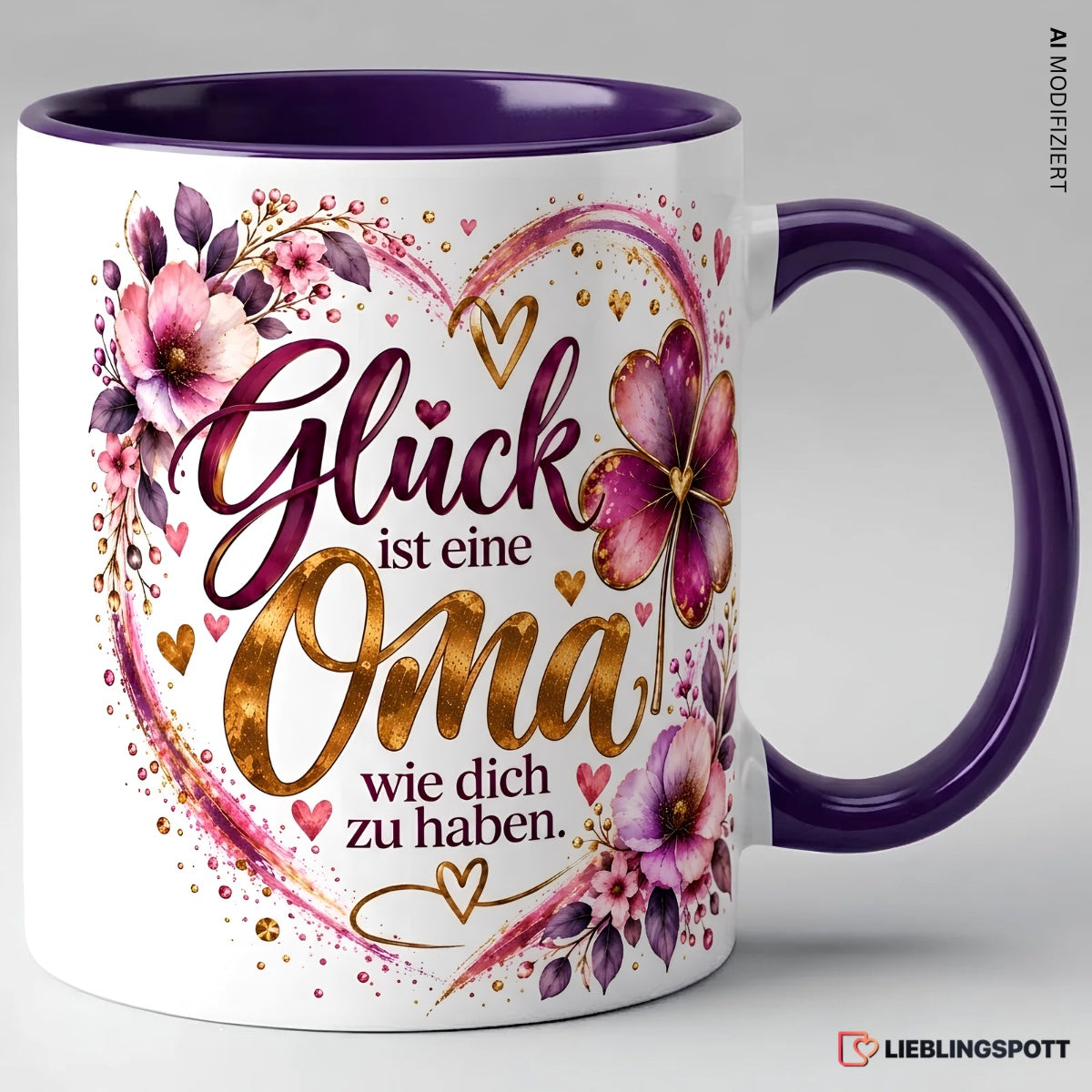 Oma Tasse mit Spruch Glück ist eine Oma wie dich zu haben - Violett