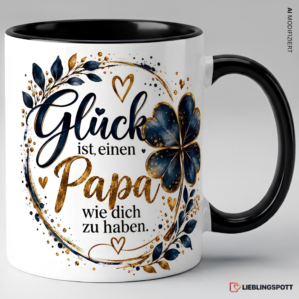 Papa Tasse Glück ist einen Papa wie dich zu haben - Schwarz