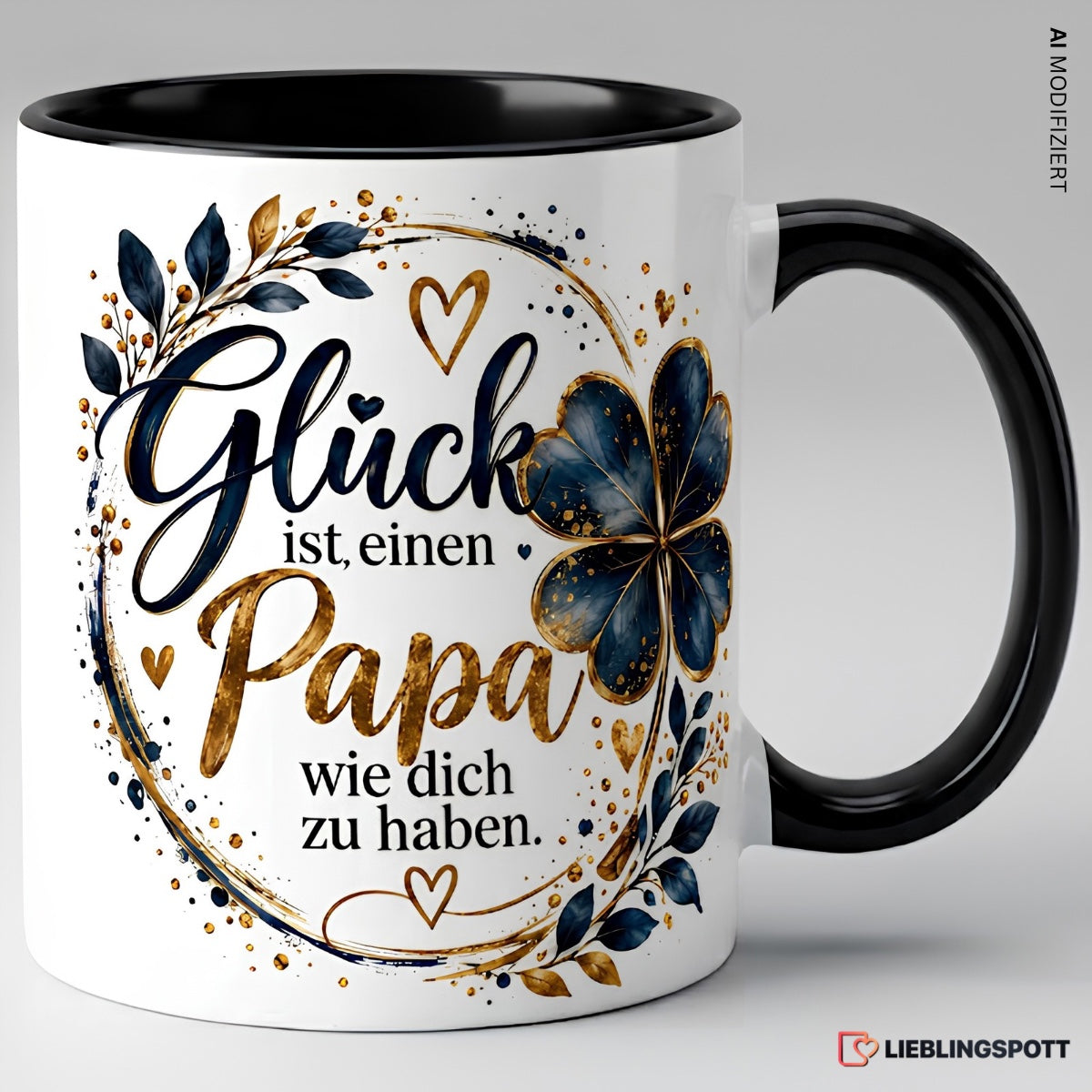 Papa Tasse Glück ist einen Papa wie dich zu haben - Schwarz