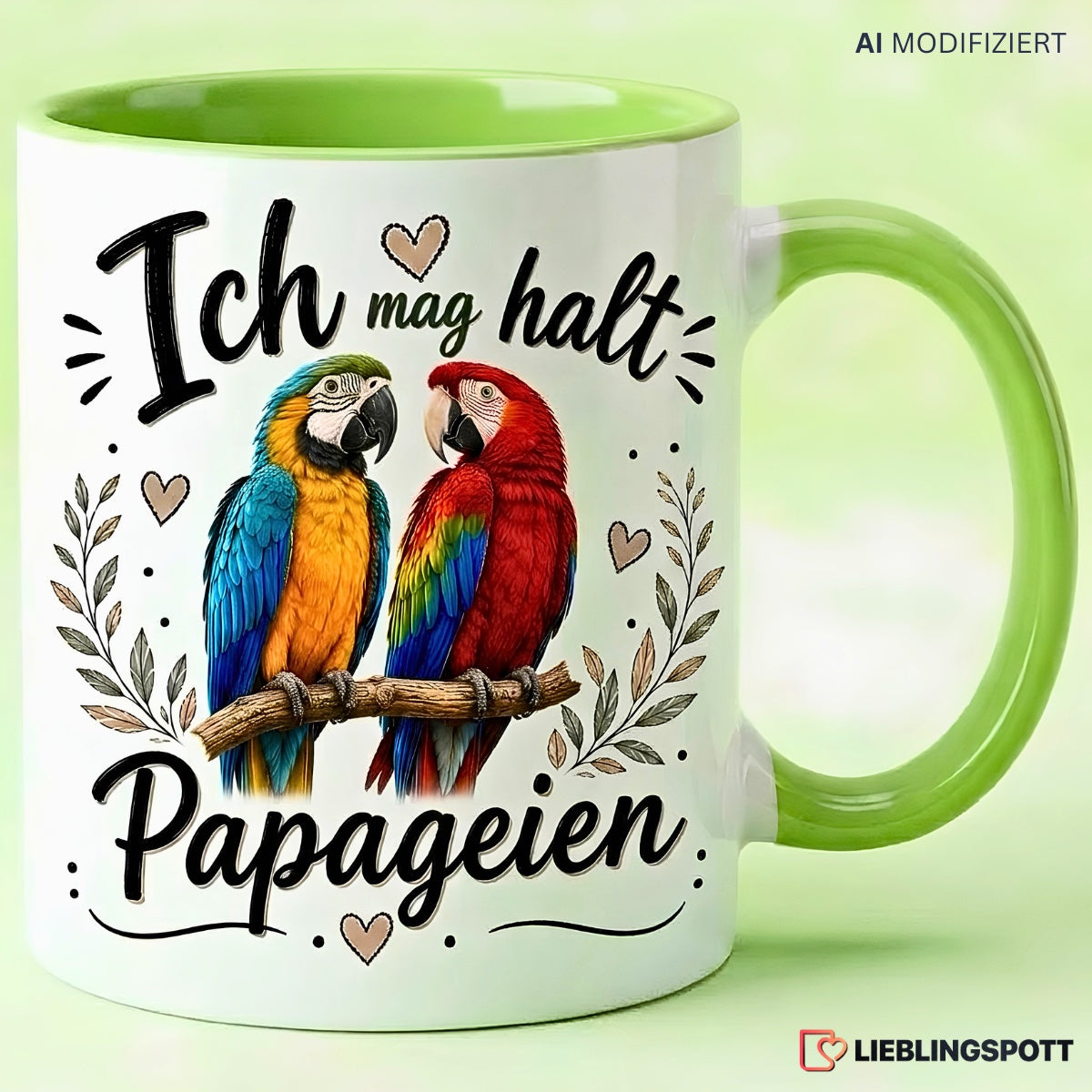 Papageien Tasse Ich mag halt Papageien - Grün