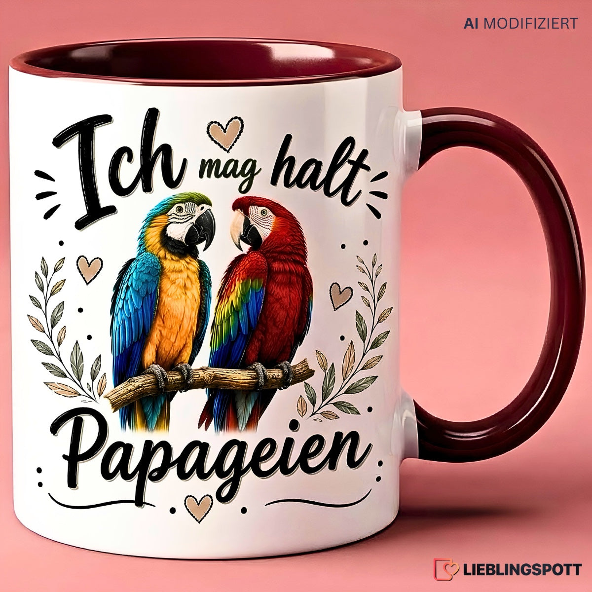 Papageien Tasse Ich mag halt Papageien - Maroon