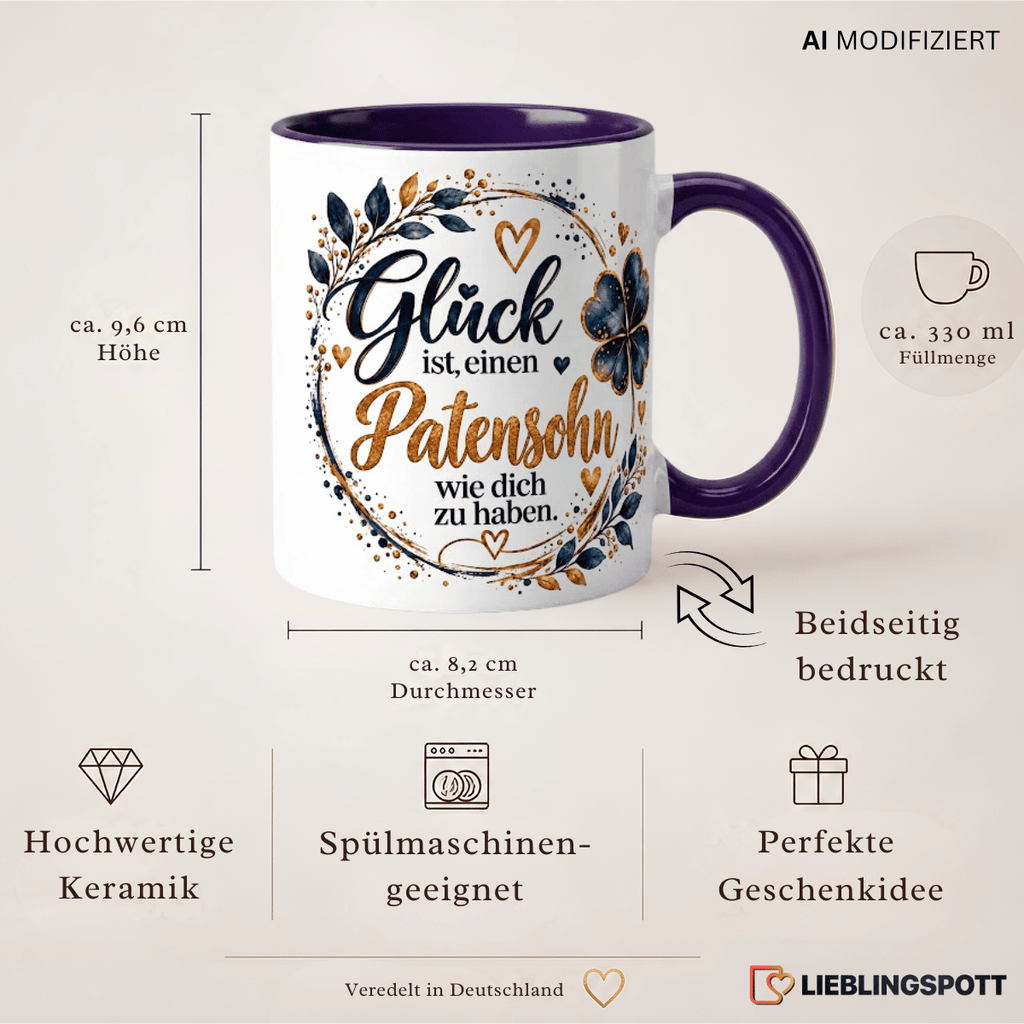Patensohn Tasse Produktdetails 330 ml 9,6 cm 8,2 cm doppelseitig bedruckt