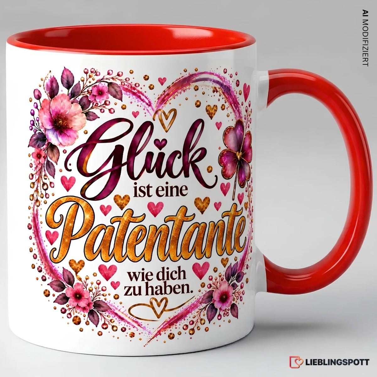 Patentante Tasse mit Spruch in Rot – Glück ist eine Patentante wie dich zu haben