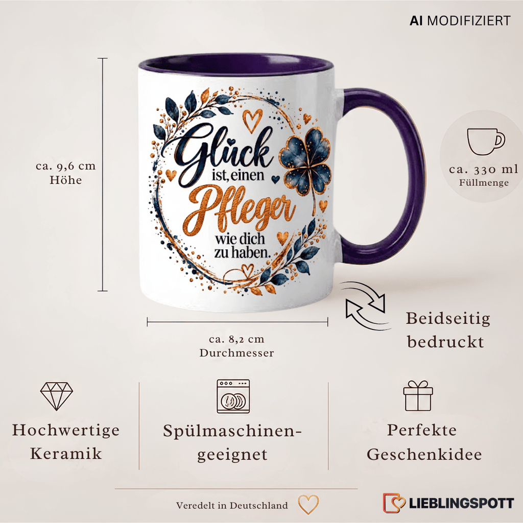 Pfleger Tasse Produktdetails 330 ml 9,6 cm 8,2 cm doppelseitig bedruckt
