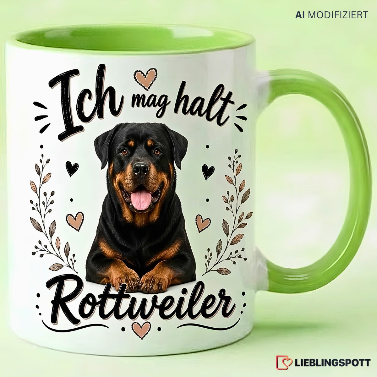 Rottweiler Tasse Ich mag halt Rottweiler in Grün
