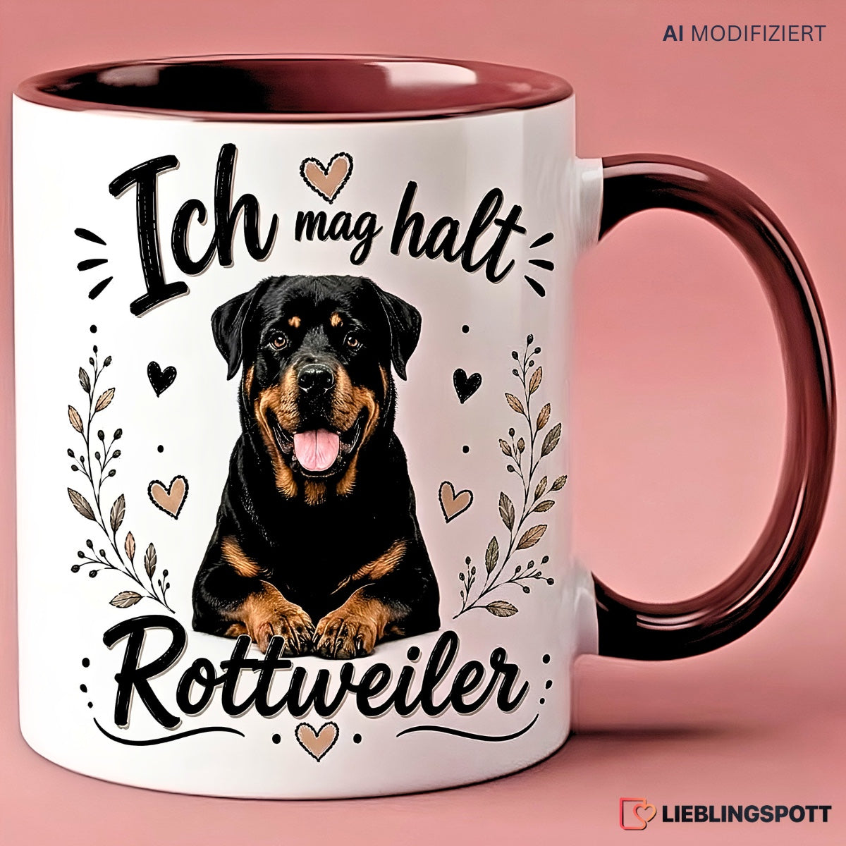 Rottweiler Tasse Ich mag halt Rottweiler in Maroon