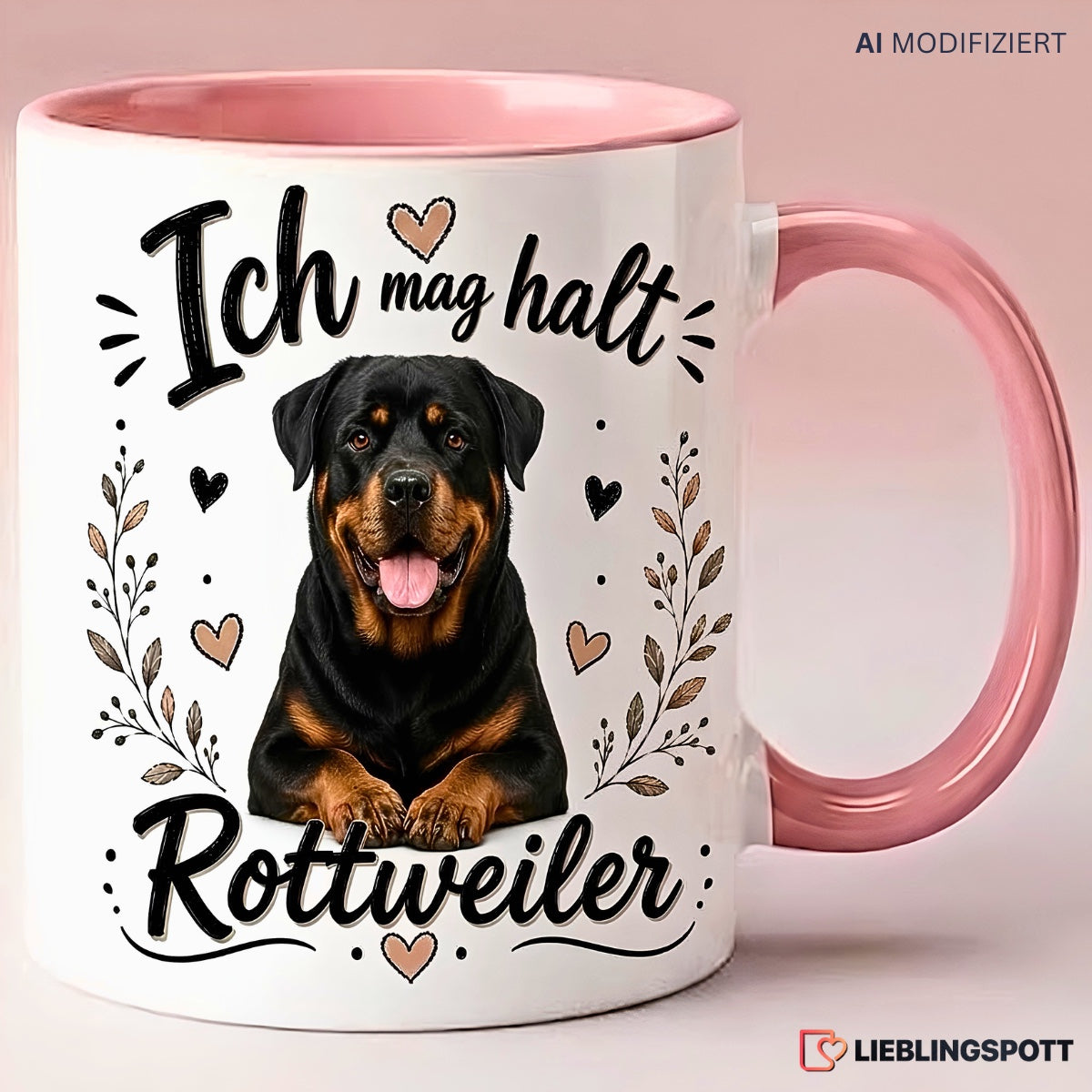 Rottweiler Tasse Ich mag halt Rottweiler in Rosa