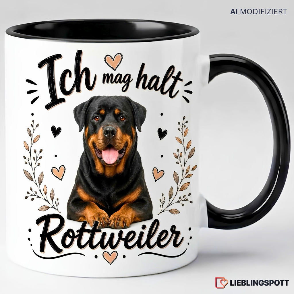 Rottweiler Tasse Ich mag halt Rottweiler in Schwarz