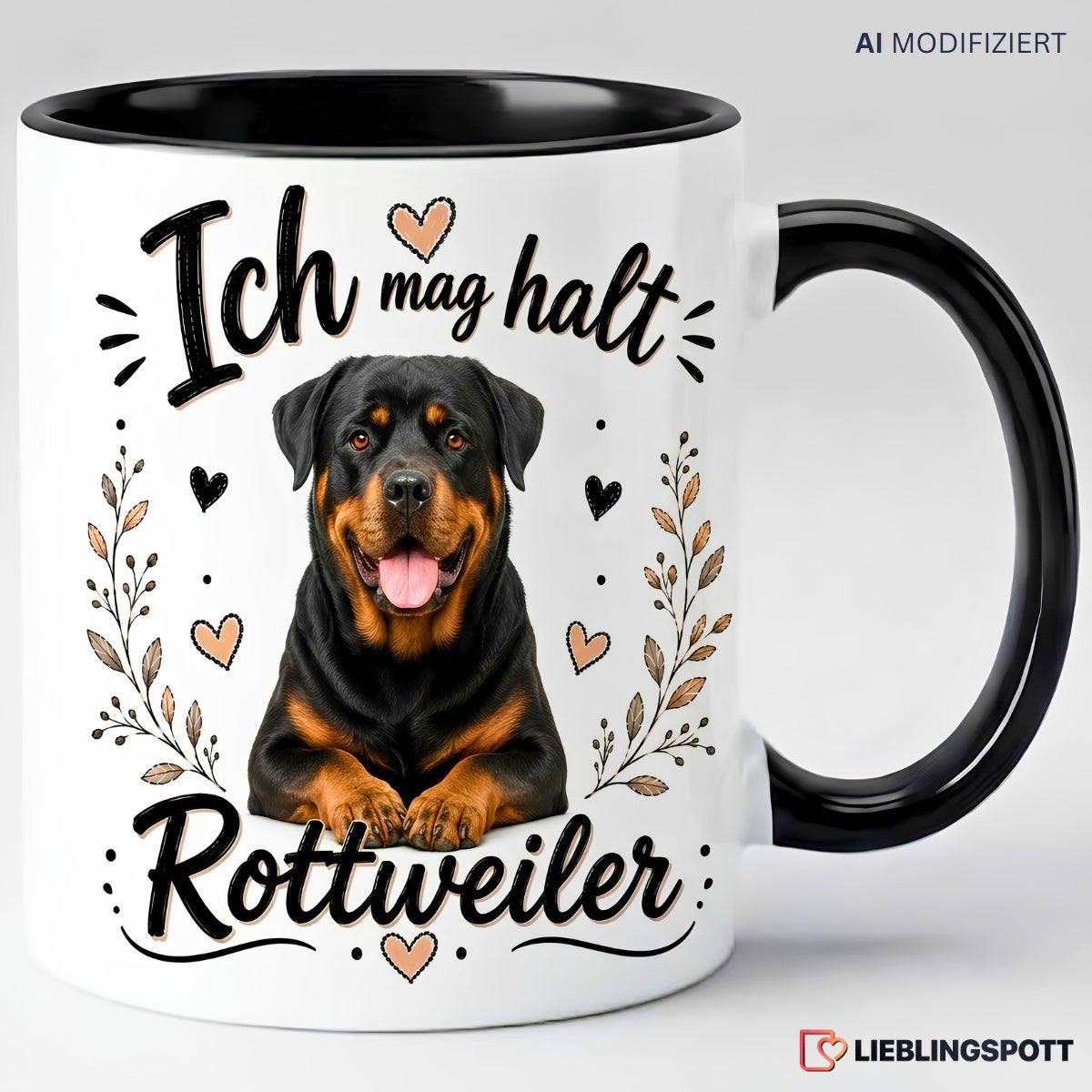 Rottweiler Tasse Ich mag halt Rottweiler in Schwarz