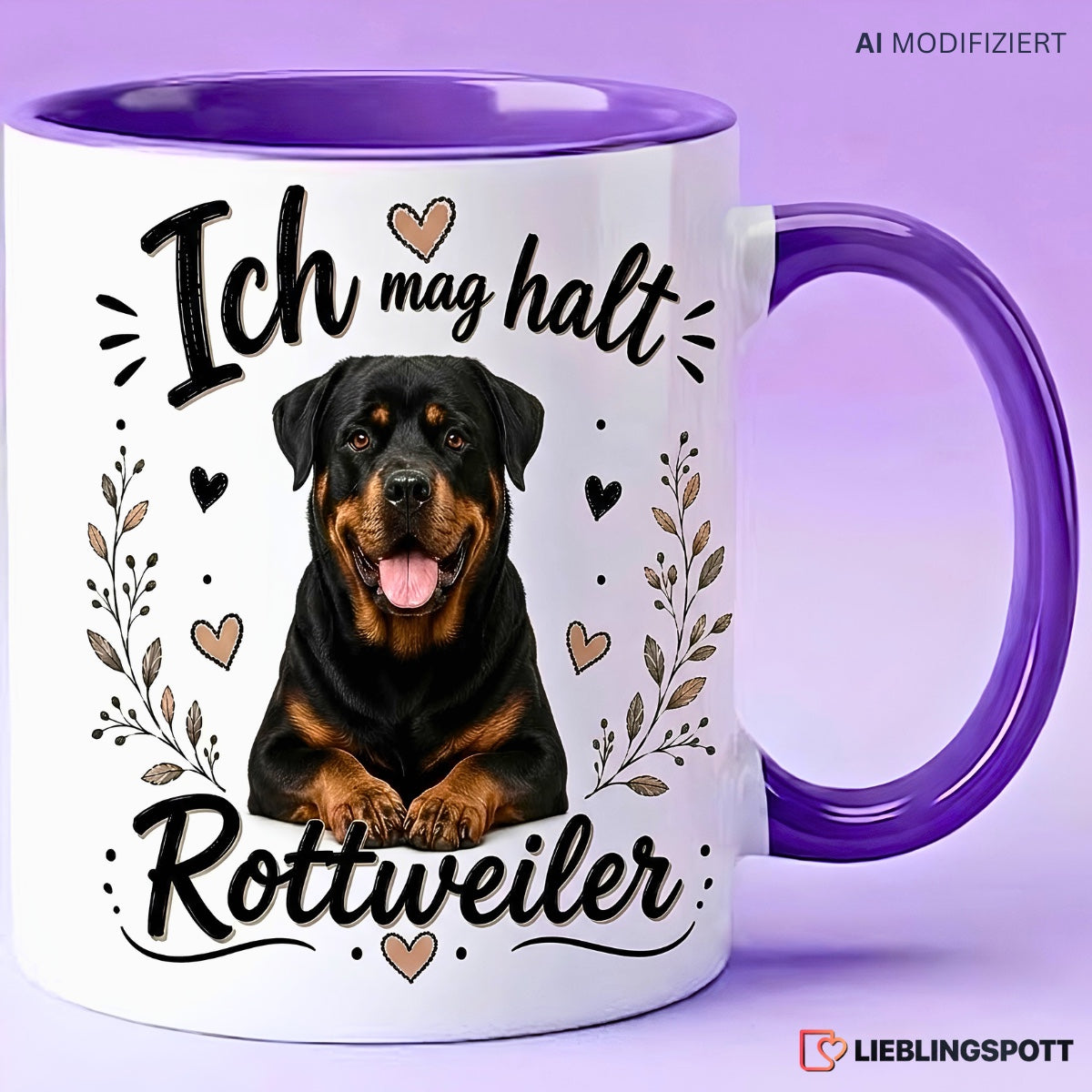 Rottweiler Tasse Ich mag halt Rottweiler in Violett