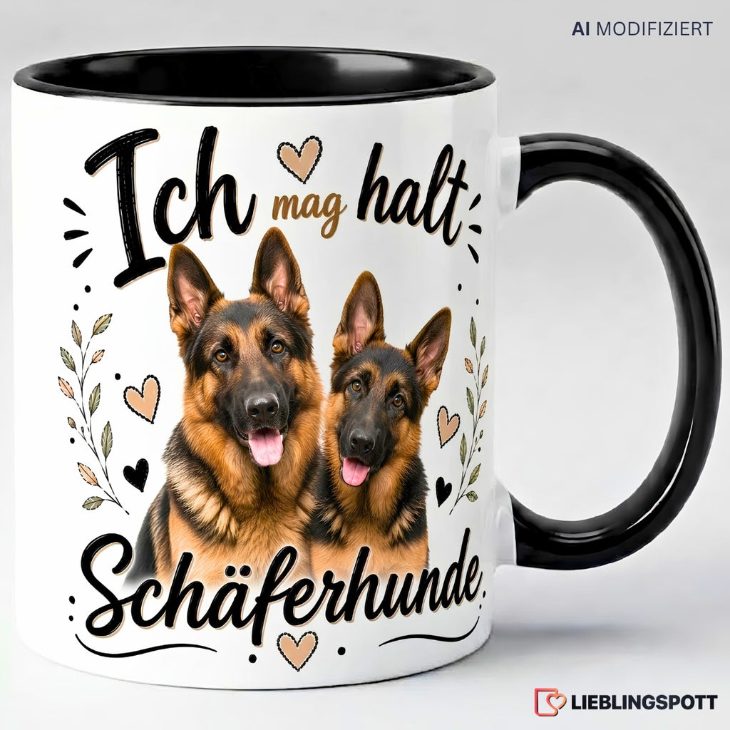 Schäferhunde Tasse Ich mag halt Schäferhunde – Schwarz