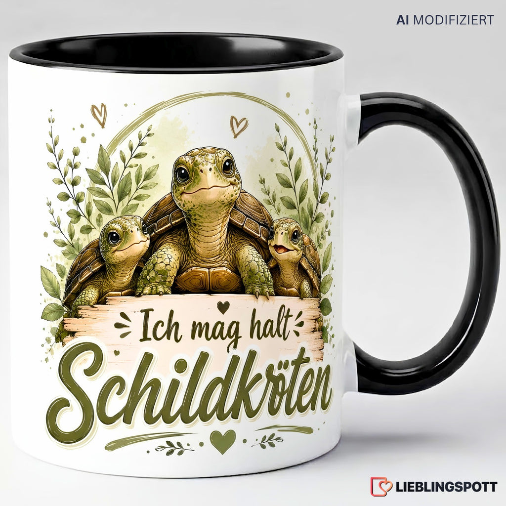 Schildkröten Tasse Ich mag halt Schildkröten Schwarz