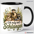 Schlangen Tasse 330 ml in Schwarz mit Spruch Ich mag halt Schlangen