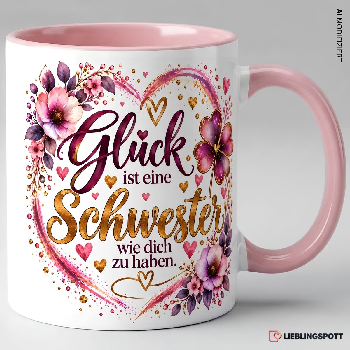 Schwester Tasse mit Spruch in Rosa – Keramik 330 ml