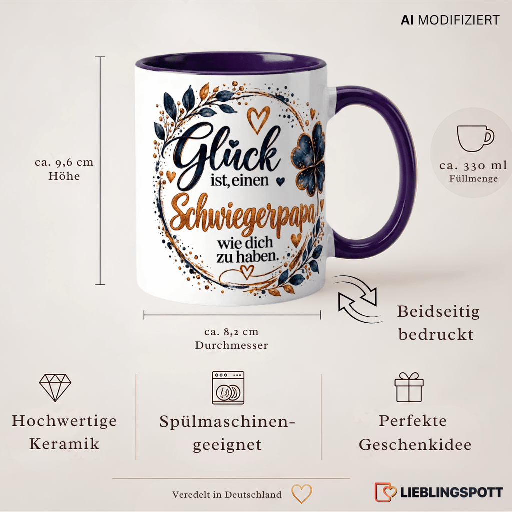 Schwiegerpapa Tasse Produktdetails 330 ml 9,6 cm 8,2 cm doppelseitig bedruckt