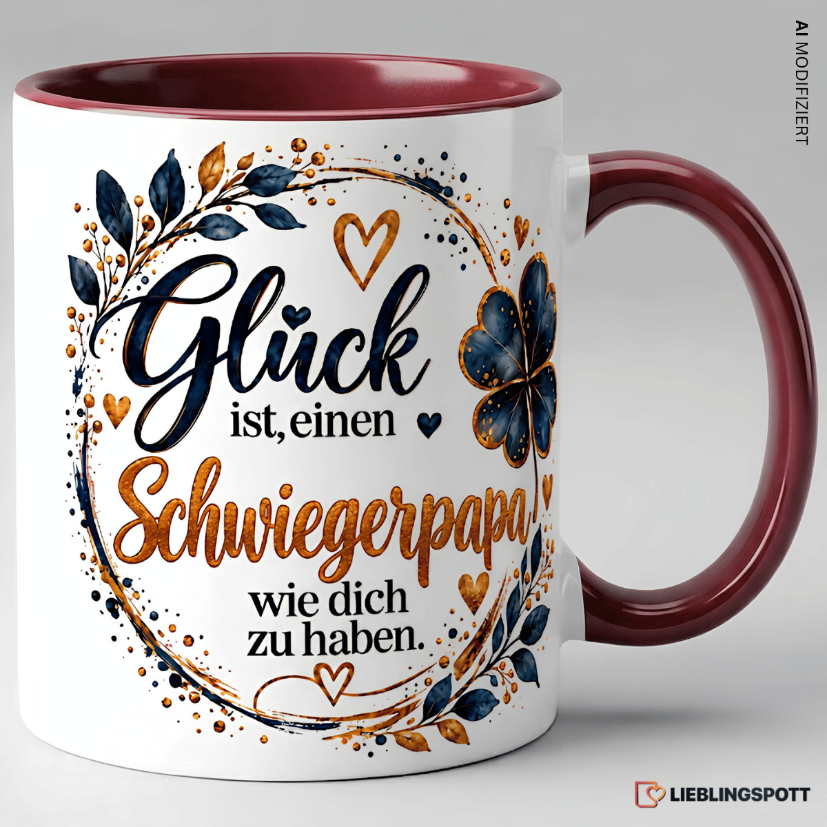 Schwiegerpapa Tasse Glück ist einen Schwiegerpapa wie dich zu haben - Maroon
