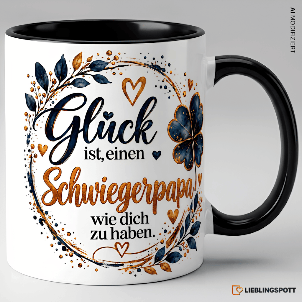 Schwiegerpapa Tasse Glück ist einen Schwiegerpapa wie dich zu haben - Schwarz