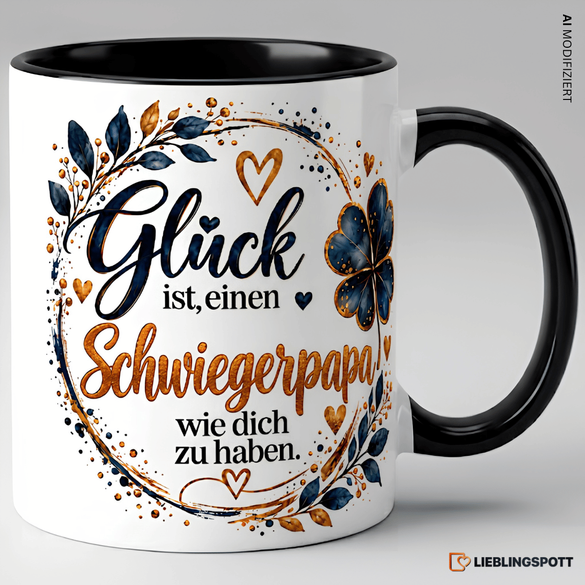 Schwiegerpapa Tasse Glück ist einen Schwiegerpapa wie dich zu haben - Schwarz