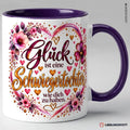 Schwiegertochter Tasse mit Spruch in Violett – Glück ist eine Schwiegertochter wie dich zu haben