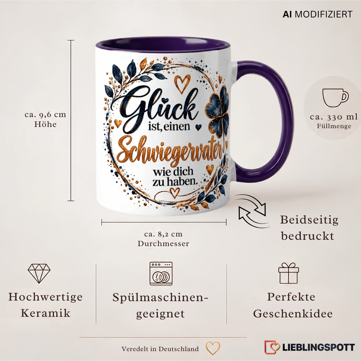 Schwiegervater Tasse Produktdetails 330 ml 9,6 cm 8,2 cm doppelseitig bedruckt