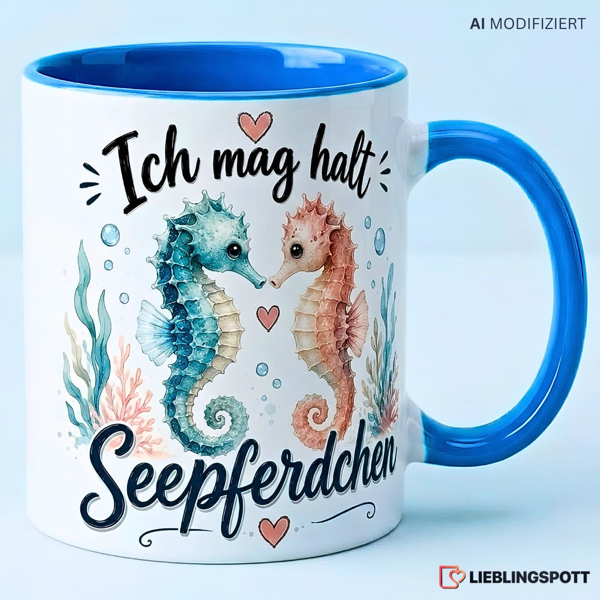 Seepferdchen Tasse Ich mag halt Seepferdchen in Blau