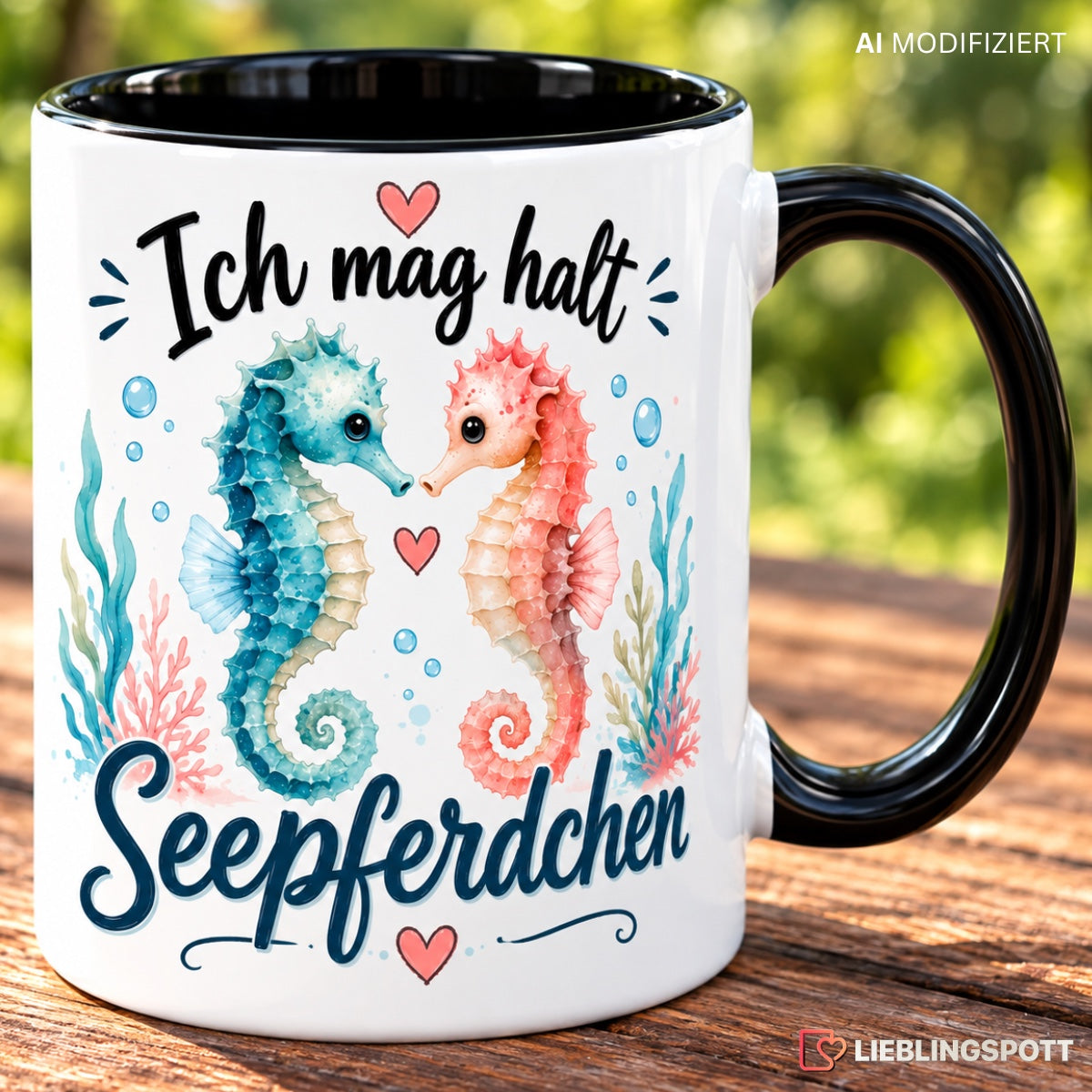 Seepferdchen Tasse Ich mag halt Seepferdchen Lifestyle Aufnahme