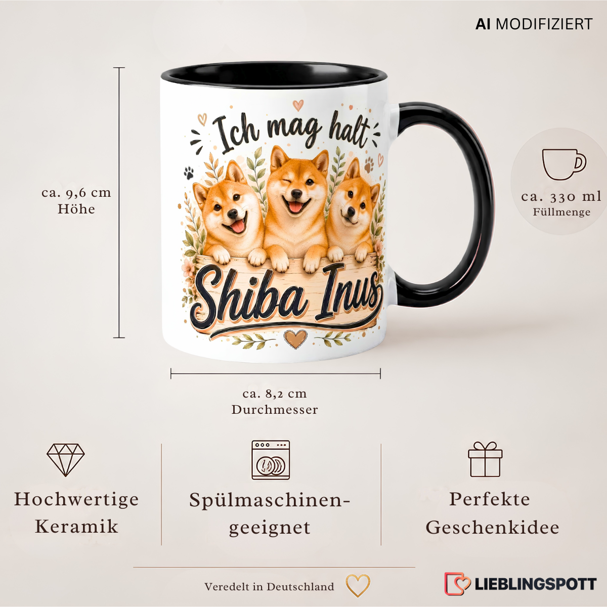 Shiba Inu Tasse 330 ml – Maße und Produktdetails