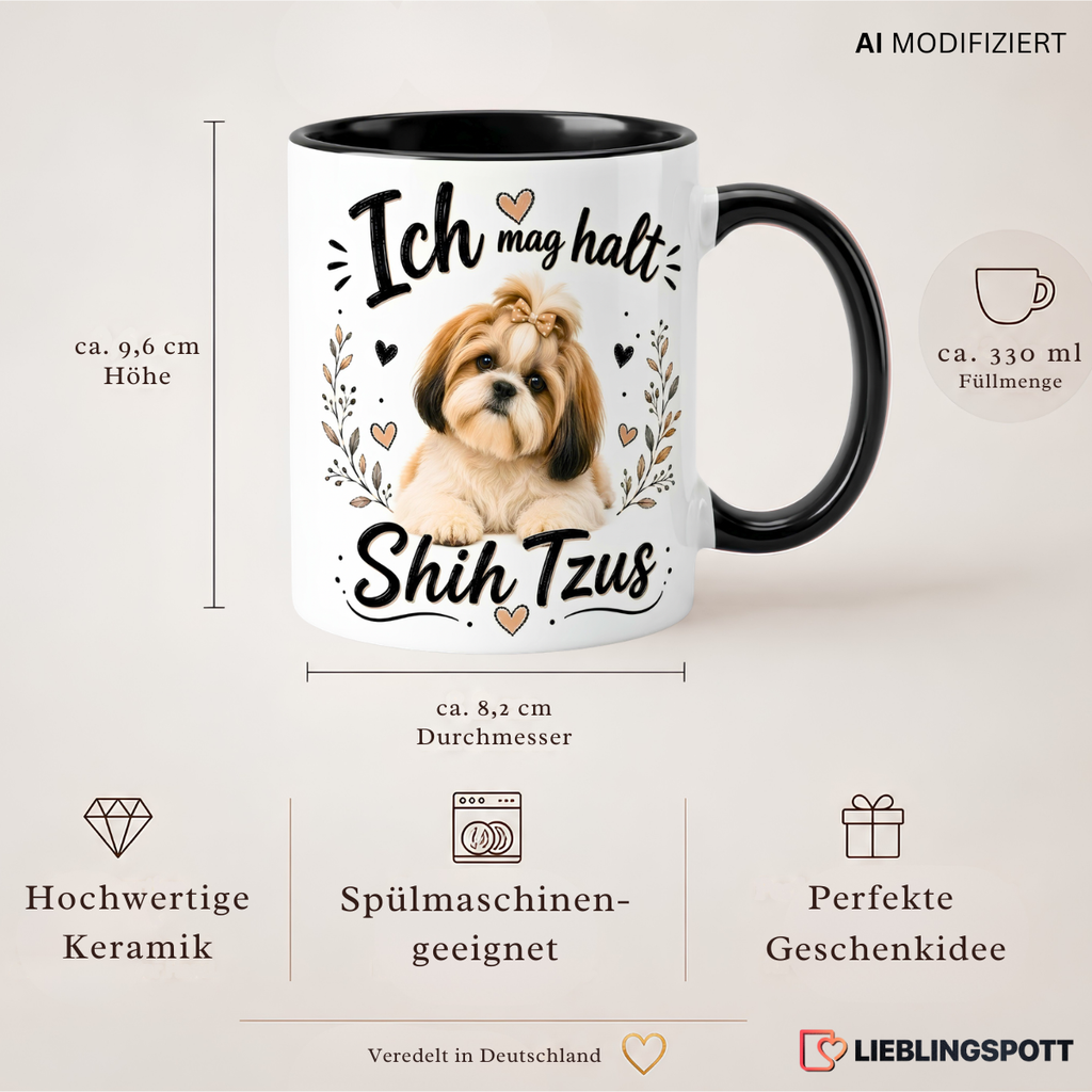 Shih Tzu Tasse Maße 330 ml und Produkteigenschaften